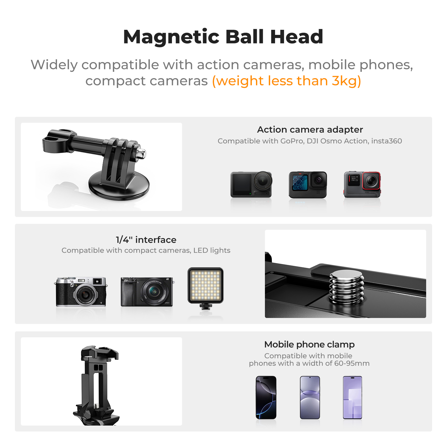 K&F CONCEPT Magnetic Camera Mo - огляд і ціна Gopro Action Camera Hero 12 Black