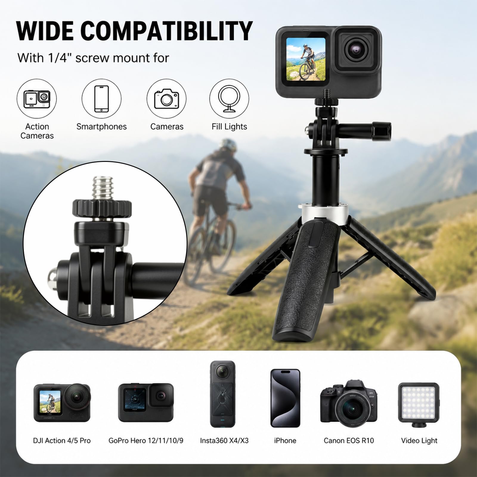 Mini Extendable Tripod Foldabl - огляд і ціна Gopro Action Camera Hero 12 Black